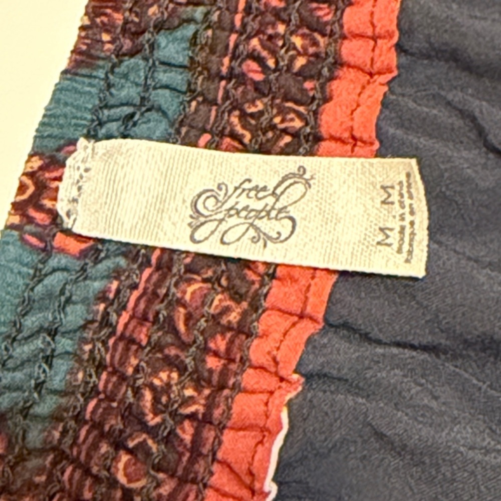 Free People Bedouin Traveler handkerchief skirt, flowy Rayon, bohemian print, M - Picture 2 of 10